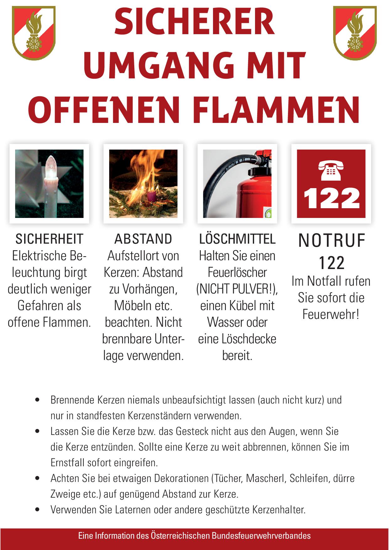 Flyer Sicherer Umgang mit offenen Flammen